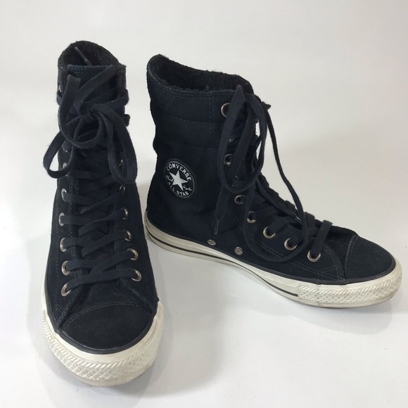 black suede high top converse